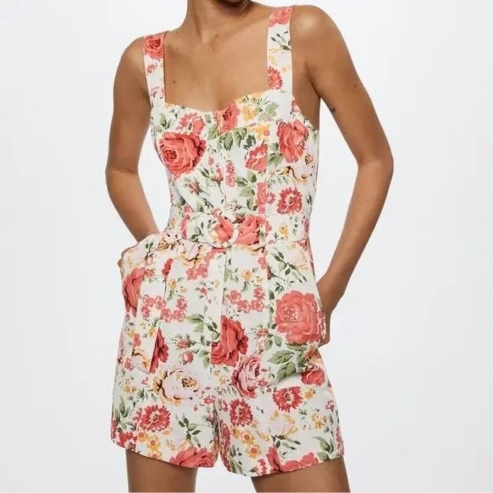 NWT Mango Flower Short Jumpsuit XS